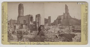 Utsikt over Marine Bank etter Chicago-brannen i 1871